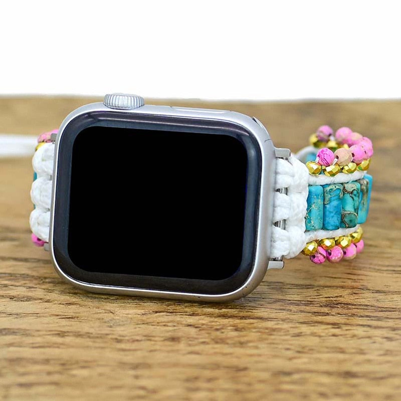 Natural Blue Jasper Hematite Apple Watch Bracelet matonaturals