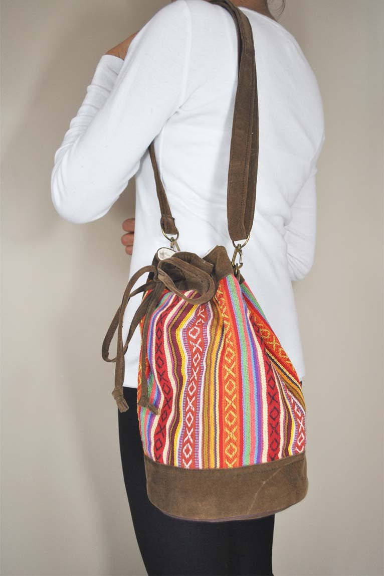 1pc Bohemian Style Nylon Drawstring Bag, Fashionable Crossbody