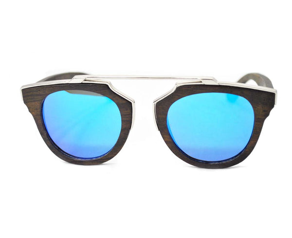 Mato Metal Frame T-Bar Mirrored Retro Wooden Sunglasses – matonaturals